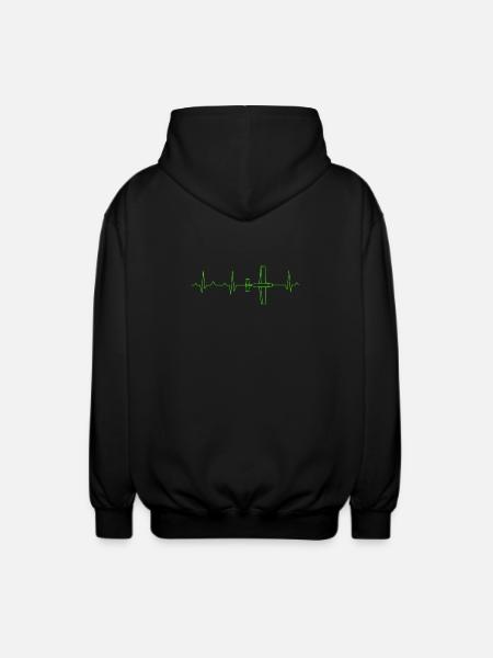 Aircraft ECG heartbeat - Unisex Hooded Jacket - black