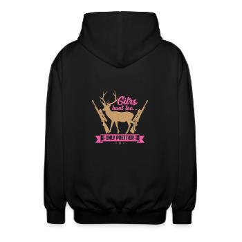 Pretty hunter - Unisex Hooded Jacket - black - Back - AI Model Male 185 light (185cm)