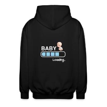 Schwangerschaft - Unisex Kapuzenjacke - Schwarz - Hinten - AI Model Male 185 light (185cm)