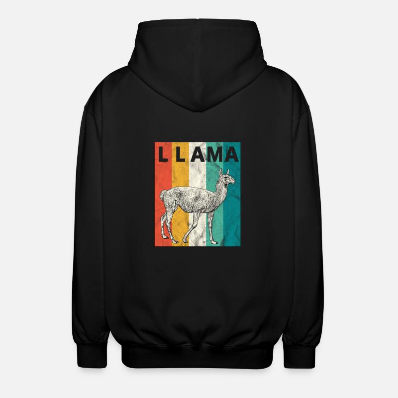 Lama Alpaca Retro - Unisex Hooded Jacket - black
