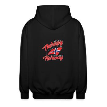 Norwegen Shirt Keine Therapie nur Norwegen - Unisex Kapuzenjacke - Schwarz - Hinten - AI Model Male 185 light (185cm)