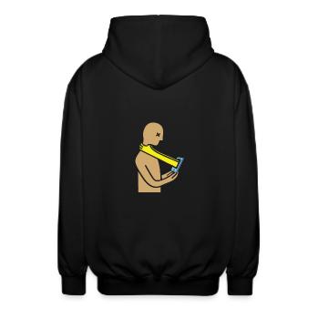 Gagging smartphone head - Unisex Hooded Jacket - black - Back - AI Model Male 185 light (185cm)