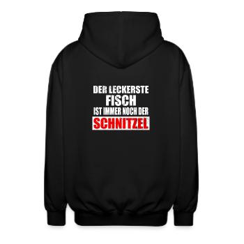 Schnitzel Schweineschnitzel Schnitzelklopfer Shirt - Unisex Kapuzenjacke - Schwarz - Hinten - AI Model Male 185 light (185cm)