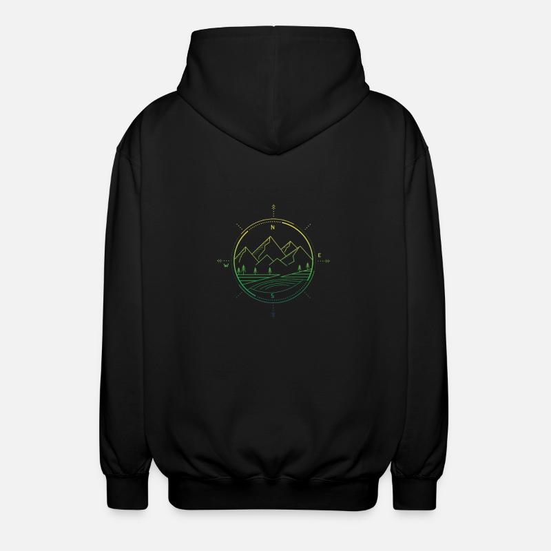 Berge Kompass - Unisex Kapuzenjacke - Schwarz