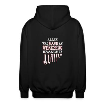 Männer Werkzeug - Unisex Kapuzenjacke - Schwarz - Hinten - AI Model Male 185 light (185cm)