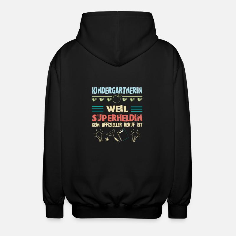 Kindergärtnerin superheldin - Unisex Kapuzenjacke - Schwarz