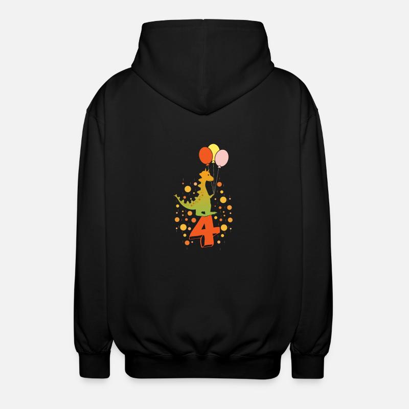 Dino 4 birthday - Unisex Hooded Jacket - black