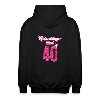 40. Geburtstag 40 Jahre 40er Geburtstagskind - Unisex Kapuzenjacke - Schwarz - Hinten - AI Model Male 185 light (185cm)