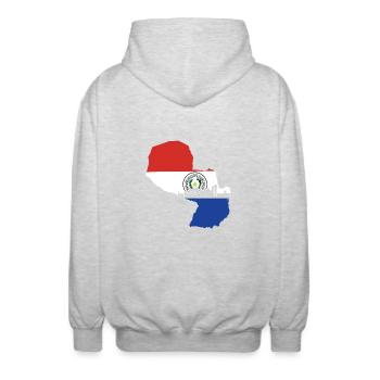 Paraguay Flagge - Unisex Kapuzenjacke - Hellgrau meliert - Hinten - AI Model Male 185 light (185cm)