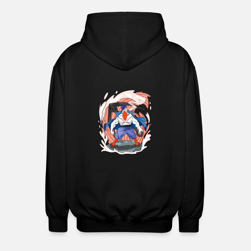 Möwe mit Anker - Unisex Kapuzenjacke - Schwarz