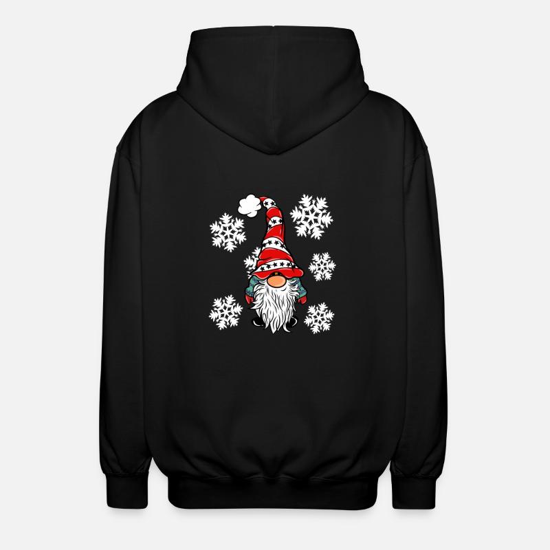 Wichtel mit Schneeflocken - Unisex Kapuzenjacke - Schwarz