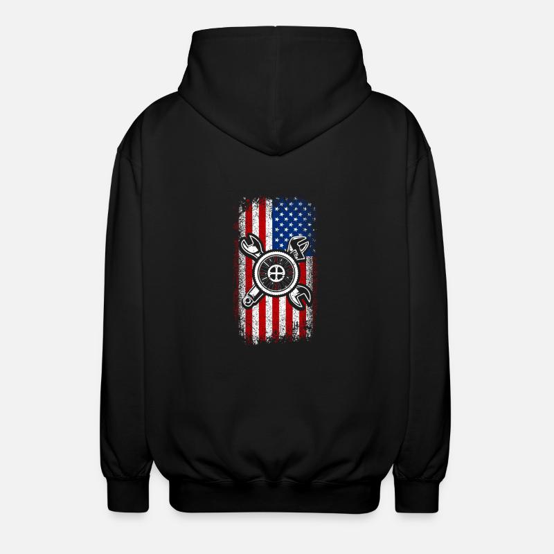 Usa drapeau américain vélo mecahnic - Veste à capuche unisexe - noir