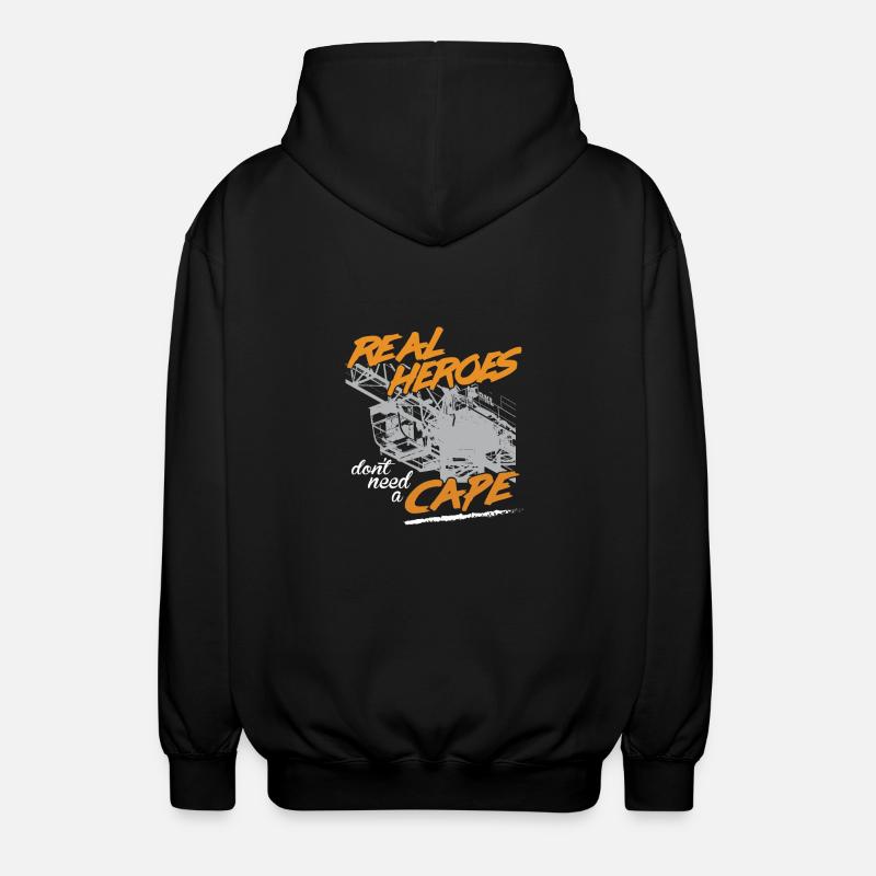 Kranführer Sprüche Kran echte Helden - Unisex Kapuzenjacke - Schwarz