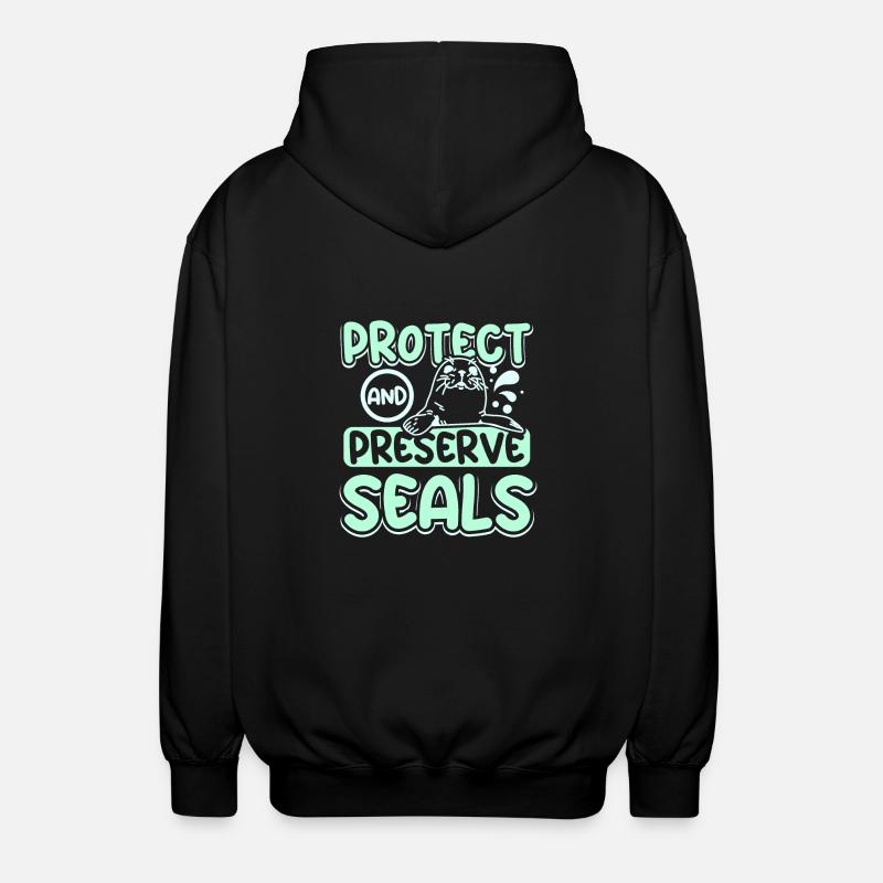 Protect and preserve seals - Unisex Hooded Jacket - black