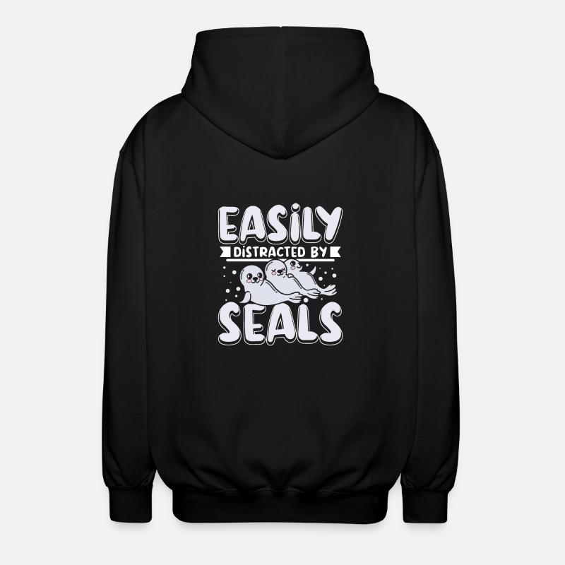 Easily distracted by seals - Unisex Hooded Jacket - black