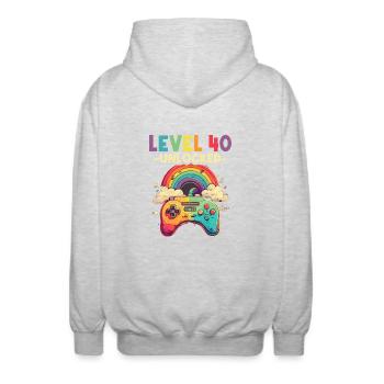 Level 40 Jahre Gaming 40er 40 Geburtstag - Unisex Kapuzenjacke - Hellgrau meliert - Hinten - AI Model Male 185 light (185cm)