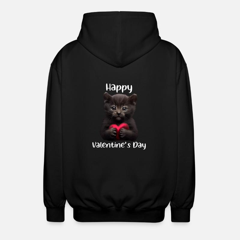 Chat de la Saint-Valentin - Veste à capuche unisexe - noir
