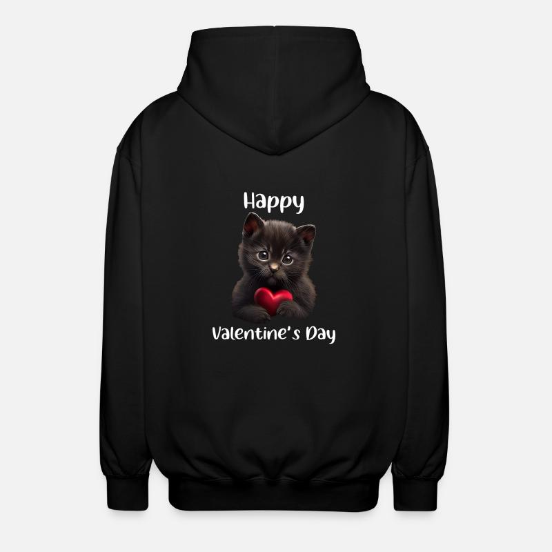 Chat de la Saint-Valentin - Veste à capuche unisexe - noir