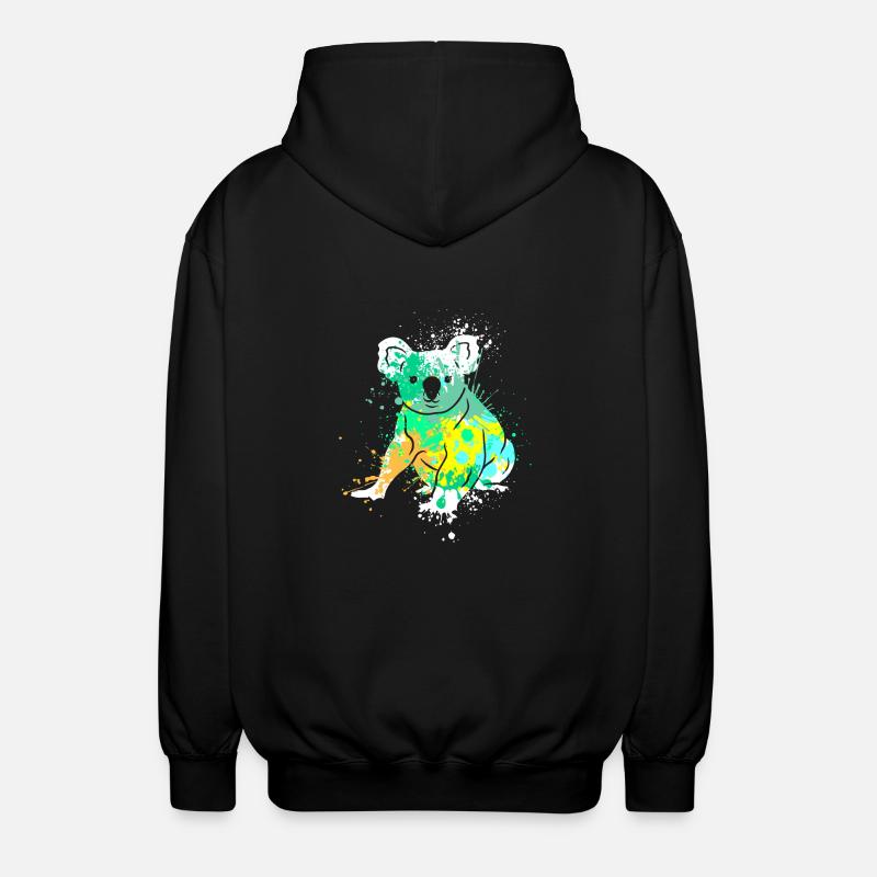 Splash Art Koala Bear - Unisex Hooded Jacket - black