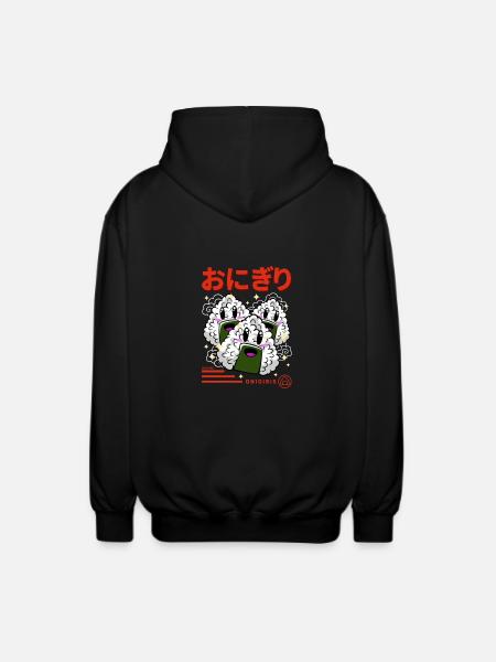 Japan small Onigiris Kanji - Unisex Hooded Jacket - black