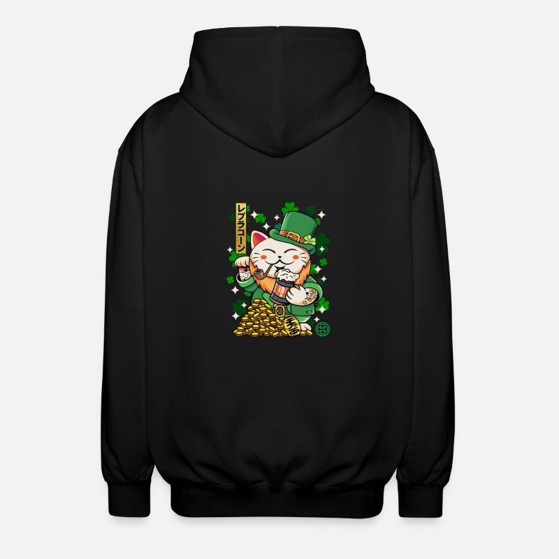 Saint Patrick - Luprechaun Maneki Neko - Veste à capuche unisexe - noir