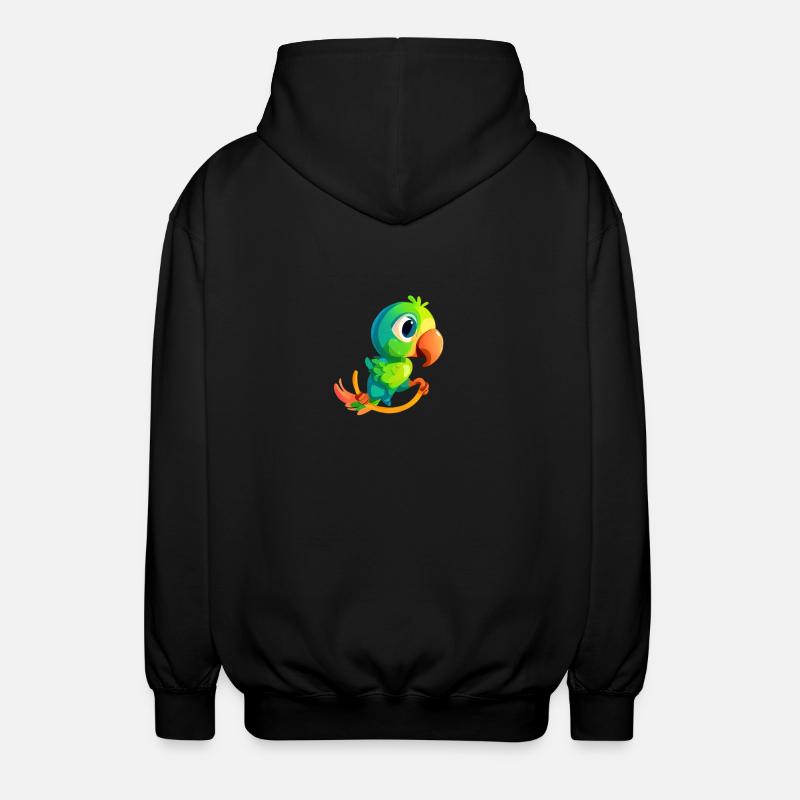 Perroquet à bascule d’oiseau vert - Veste à capuche unisexe - noir