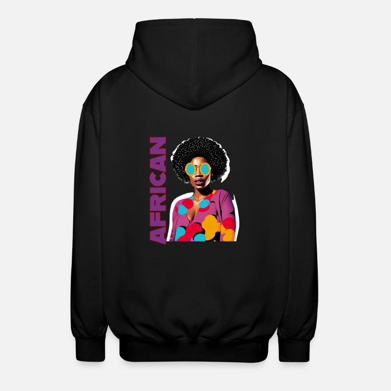 Femme noire avec lettrage africain - Veste à capuche unisexe - noir