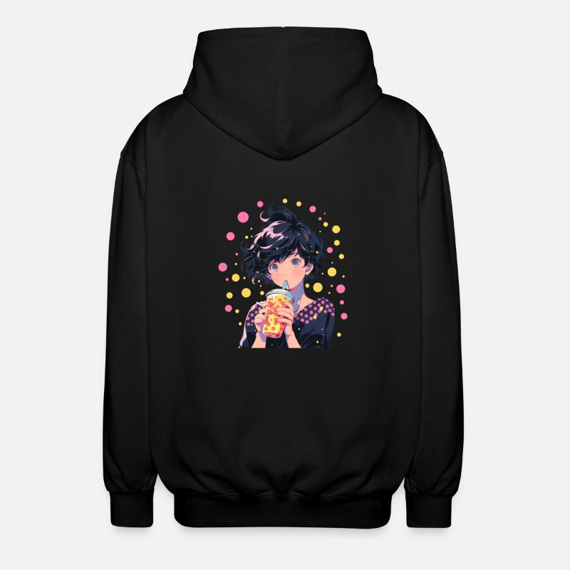 Anime and Boba Bubble Tea - Unisex Kapuzenjacke - Schwarz