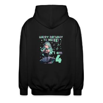 Anime Mandga K-Pop KPop Mädchen 4. Geburtstag - Unisex Kapuzenjacke - Schwarz - Hinten - AI Model Male 185 light (185cm)