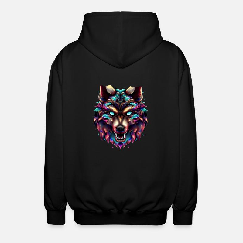 Wolf’s Head Synthwave Wolf - Veste à capuche unisexe - noir