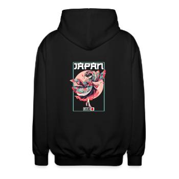 Tokyo Asie 80s Geishas japonaises rétro Geisha - Veste à capuche unisexe - noir - Dos - AI Model Male 185 light (185cm)