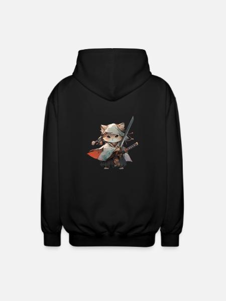 Asia Cat Japanese Samurai Samurai - Unisex Hooded Jacket - black