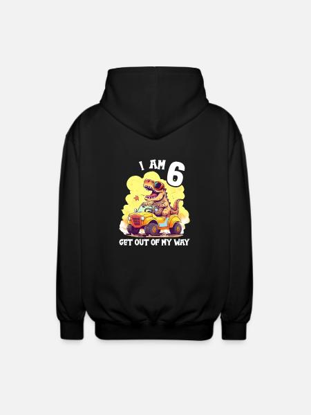 T-Rex Drives Monster Truck I'm 6th Birthday - Unisex Hooded Jacket - black