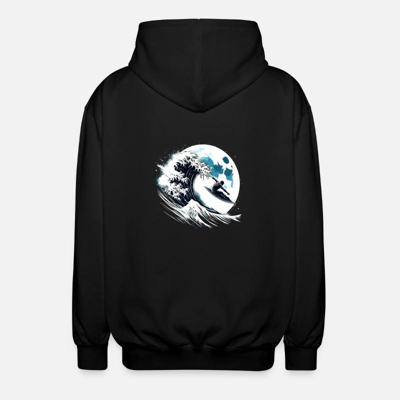 Astronaut Surfer Moon Surfer - Unisex Hooded Jacket - black