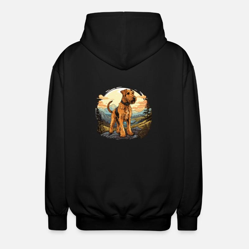 Hund Airedale Terrier - Unisex Kapuzenjacke - Schwarz