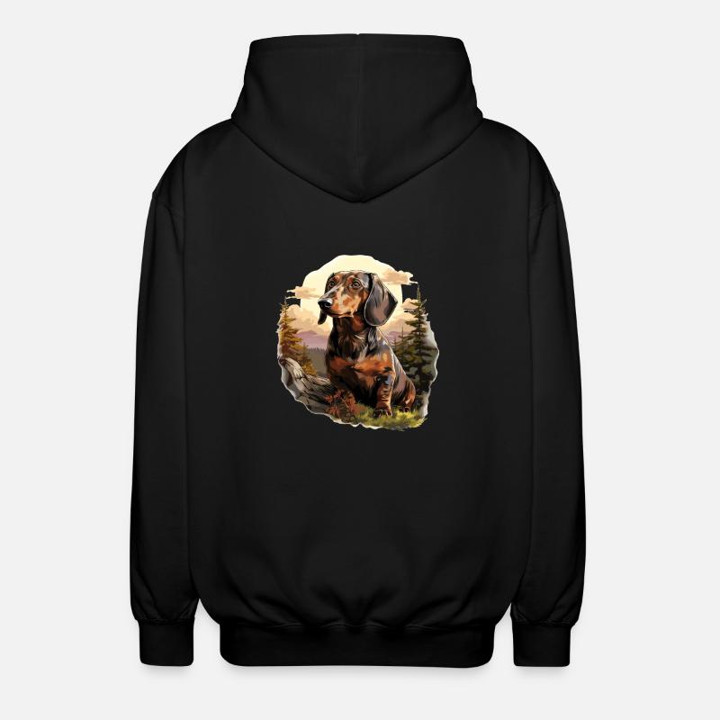 Chien teckel - Veste à capuche unisexe - noir