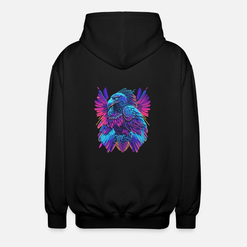 Neon Adler Synthwave Adler - Unisex Hooded Jacket - black