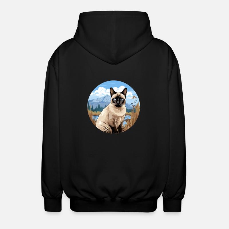 Siamese Cat Siamkatze - Unisex Kapuzenjacke - Schwarz