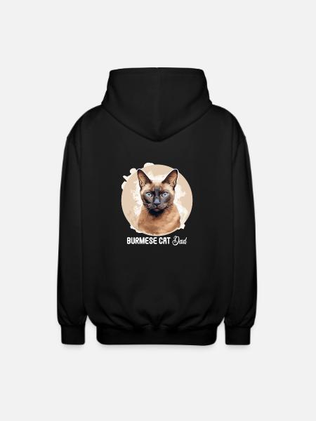 Burmese Cat Burma Katze - Unisex Hooded Jacket - black