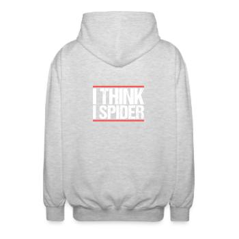 I think i spider. Denglish - Unisex Hooded Jacket - light heather grey - Back - AI Model Male 185 light (185cm)