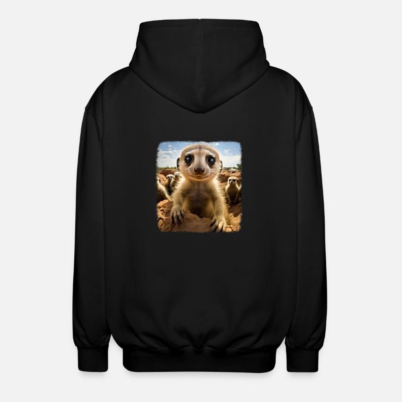 Meerkat realistic Erdmännchen - Unisex Kapuzenjacke - Schwarz