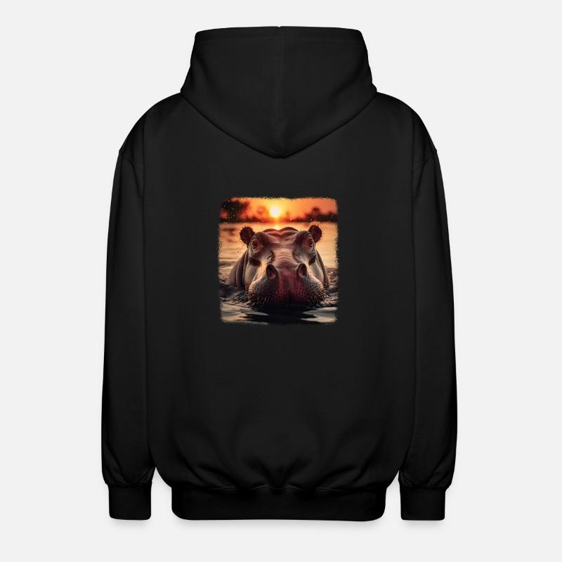 Hippos realistic Hippo - Unisex Kapuzenjacke - Schwarz