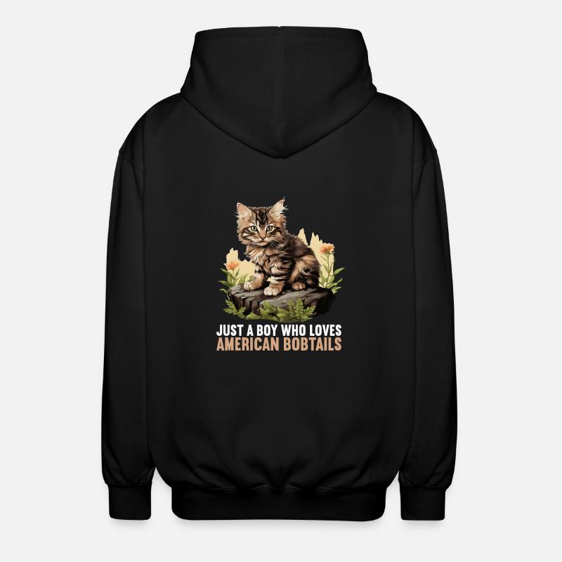 Cat Katzen American Bobtail - Unisex Kapuzenjacke - Schwarz