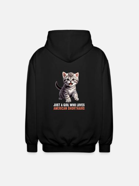 Cat Cats American Shorthair - Unisex Hooded Jacket - black