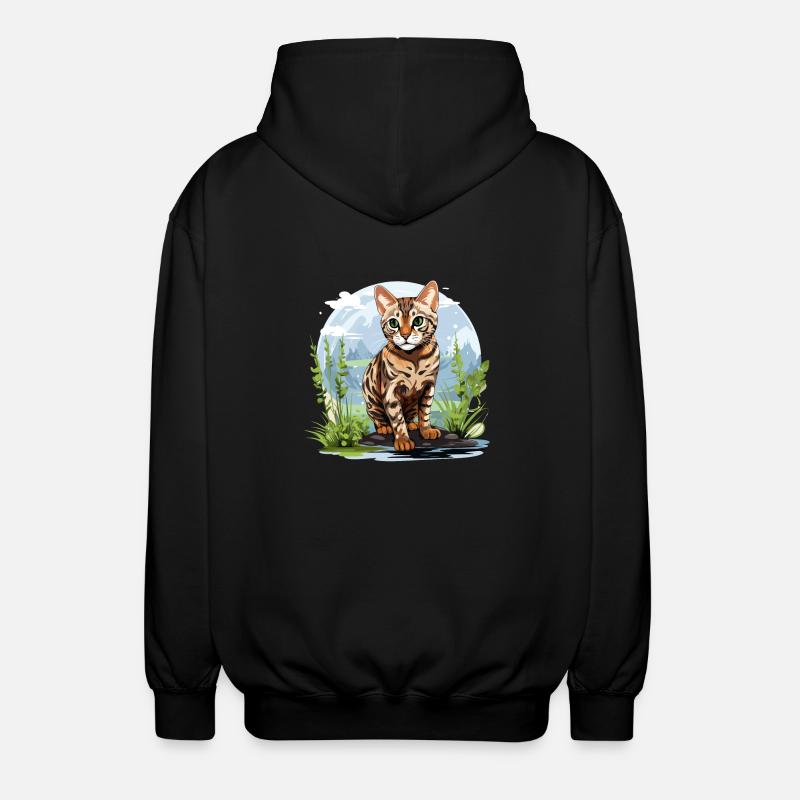 Chat du Bengale Bengalkatze - Veste à capuche unisexe - noir