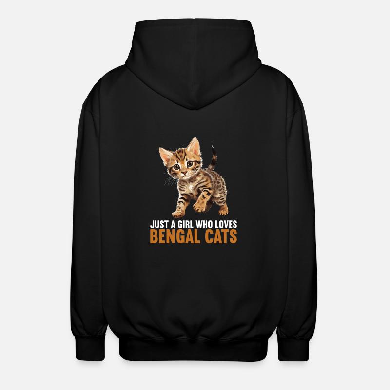 Bengal Cat Bengalkatze - Unisex Hooded Jacket - black