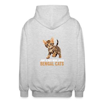 Bengal Cat Bengalkatze - Unisex Kapuzenjacke - Hellgrau meliert - Hinten - AI Model Male 185 light (185cm)