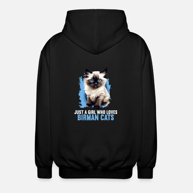 Chat de Birmanie Birma Katze - Veste à capuche unisexe - noir