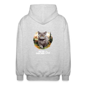 Chat Chats British Shorthair British Shorthair - Veste à capuche unisexe - gris clair chiné - Dos - AI Model Male 185 light (185cm)