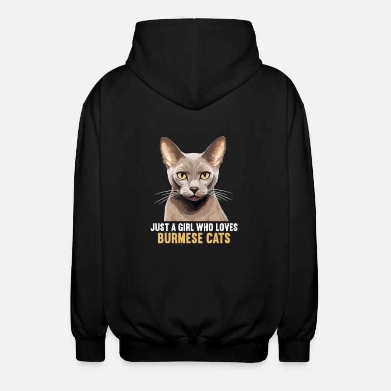 Burmese Cat Burma Katze - Unisex Hooded Jacket - black